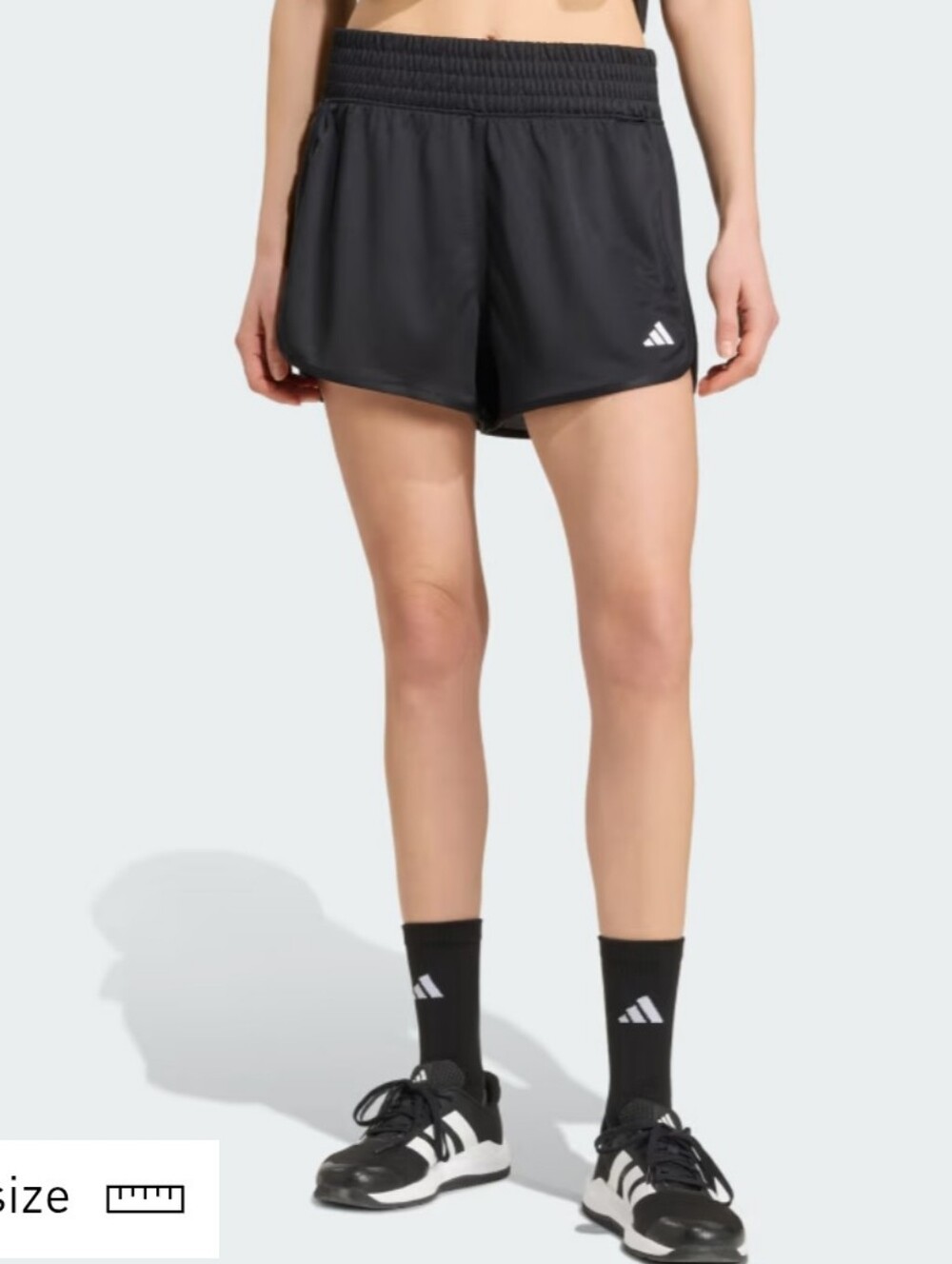 Adidas Pacer Essentials Knit High-Rise Shorts Black Large 5" - Picture 3 of 16